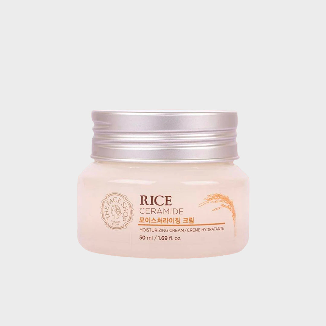 THE FACE SHOP Rice & Ceramide Moisturizing Cream asian authentic genuine original korean skincare montreal toronto calgary canada thekshop thekshop.ca natural organic vegan cruelty-free cosmetics kbeauty vancouver free shipping clean beauty routine skin makeup