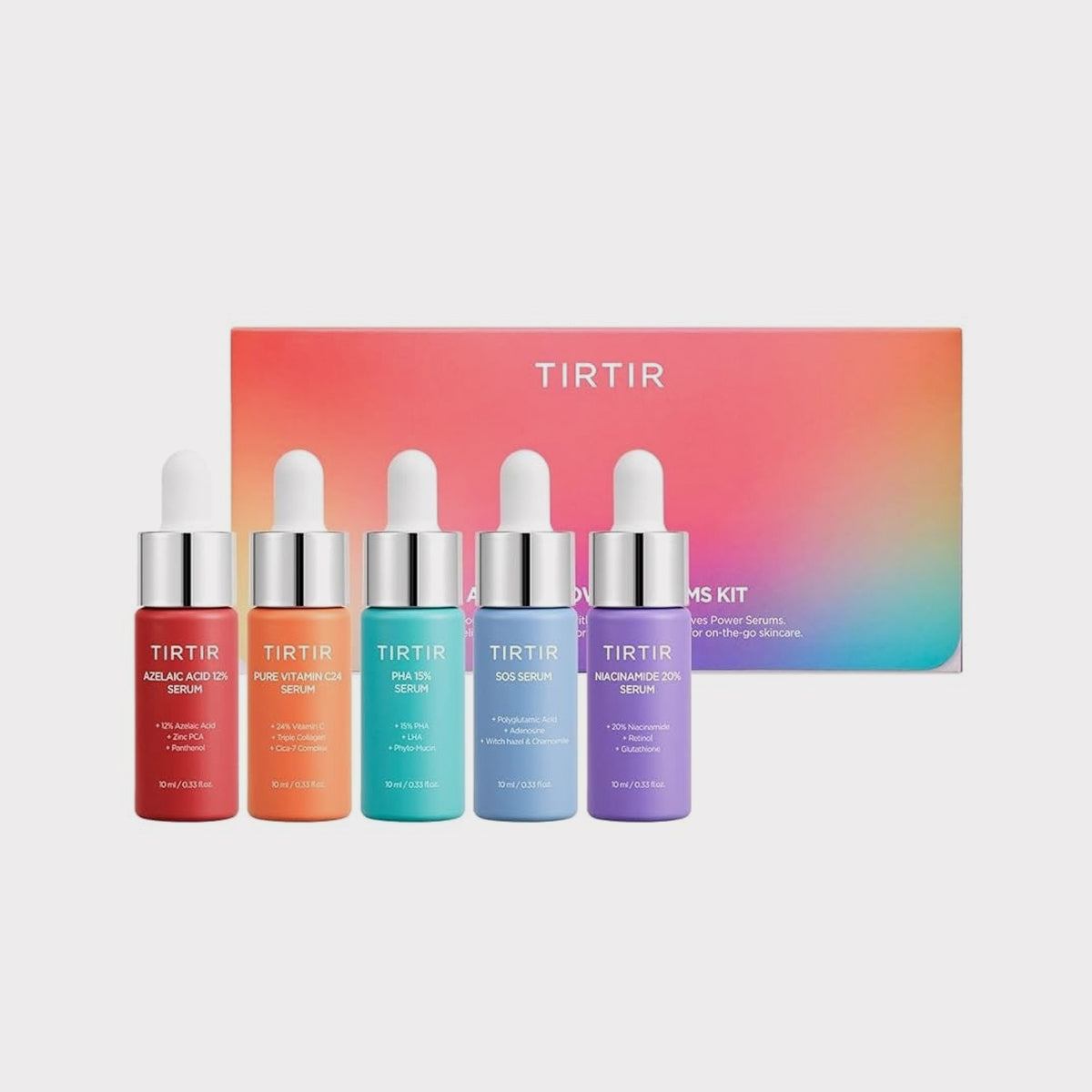 TIRTIR 5 Actives Power Serums Kit Korean trial kit of serums for skin brightening exfoliating calming and pore care