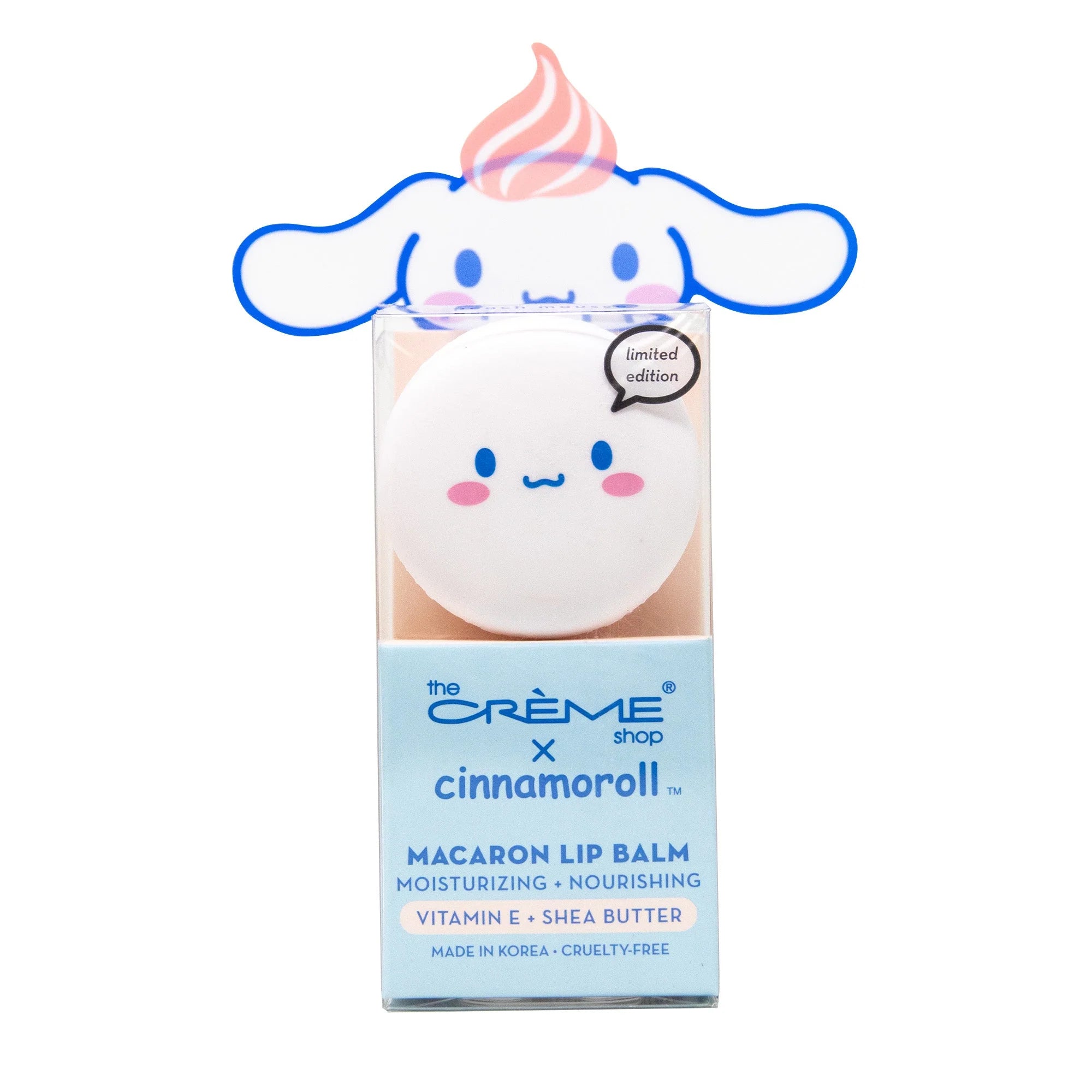 The Crème Shop x Hello Kitty - Cinnamorroll Peach Mousse Macaron Lip Balm asian authentic genuine original korean skincare montreal toronto calgary canada thekshop thekshop.ca natural organic vegan cruelty-free cosmetics kbeauty vancouver free shipping clean beauty routine skin makeup