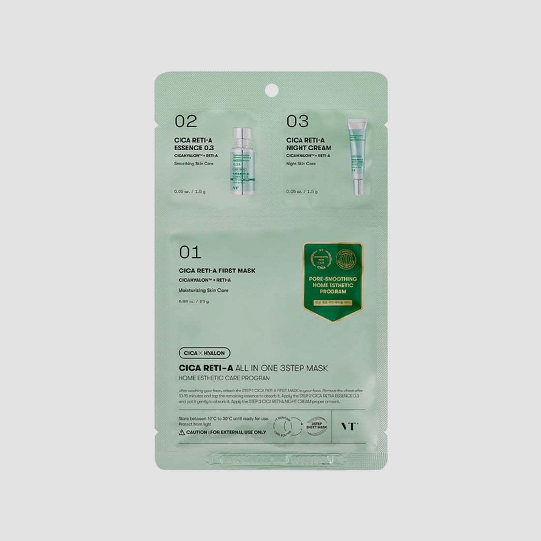 VT Cica Reti-A All In One 3 Step Mask asian authentic genuine original korean skincare montreal toronto calgary canada thekshop thekshop.ca natural organic vegan cruelty-free cosmetics kbeauty vancouver free shipping clean beauty routine skin makeup kpop stayz stan fandom photocard stray kids treasure ateez atiny  