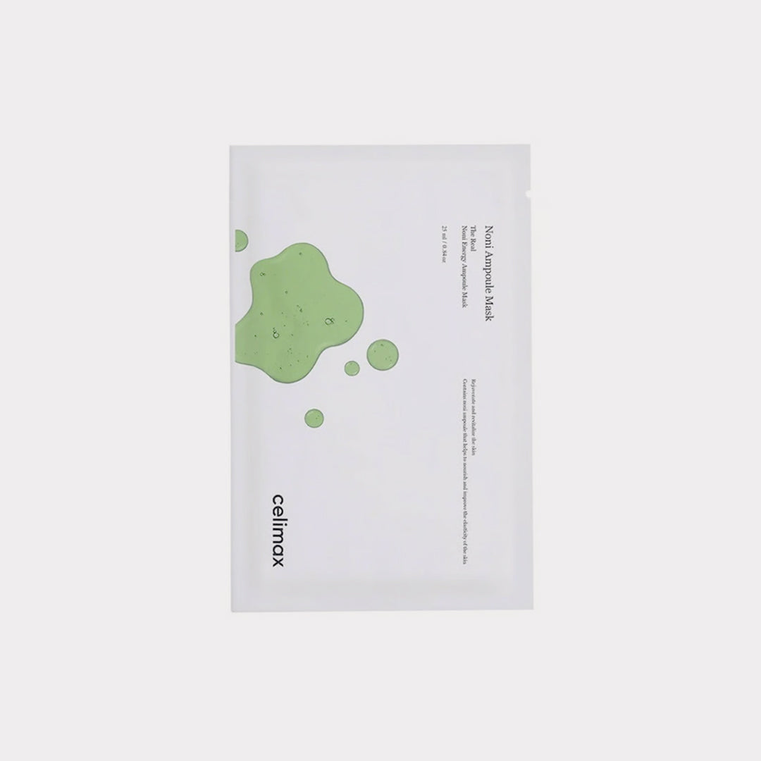 Pack of celimax facial masks with green design on a white background celimax The Real Noni Energy Ampoule Mask asian authentic genuine original korean skincare montreal toronto calgary canada thekshop thekshop.ca natural organic vegan cruelty-free cosmetics kbeauty vancouver free shipping clean beauty routine skin makeup kpop stayz stan fandom photocard stray kids treasure ateez atiny dix30 brossard ddo royal mount st-bruno new store