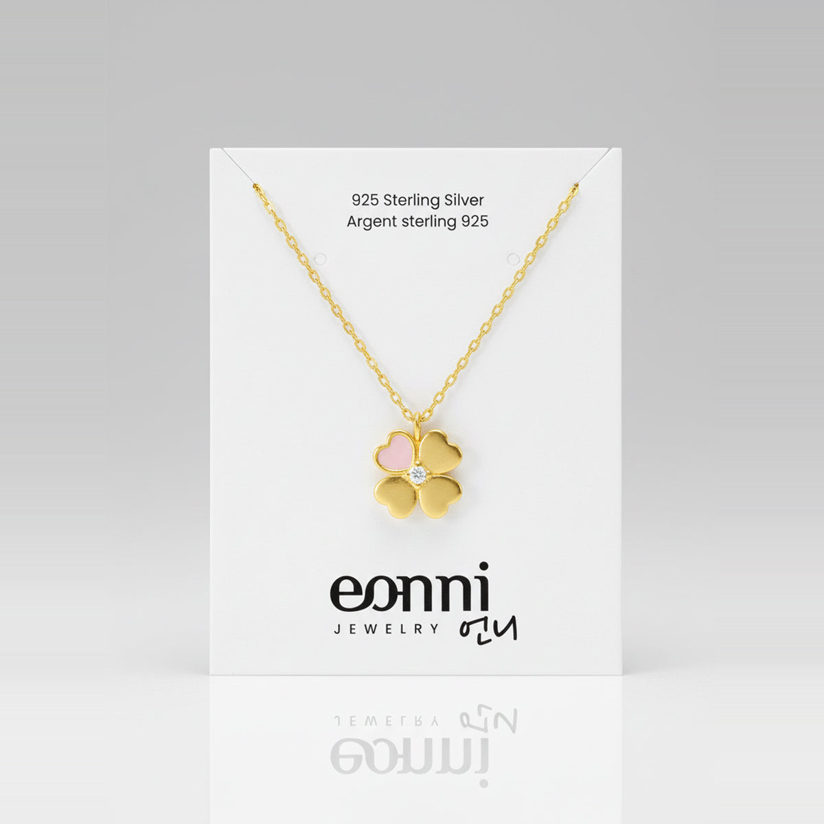 Korean fine jewelry 925 sterling silver rose gold necklace with minimal elegant clover pendant 