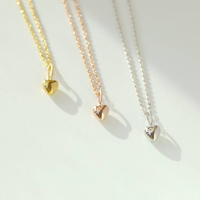 Korean fine jewelry necklace 925 Sterling Silver Mini Heart Pendant elegant and minimal style silver rose gold 