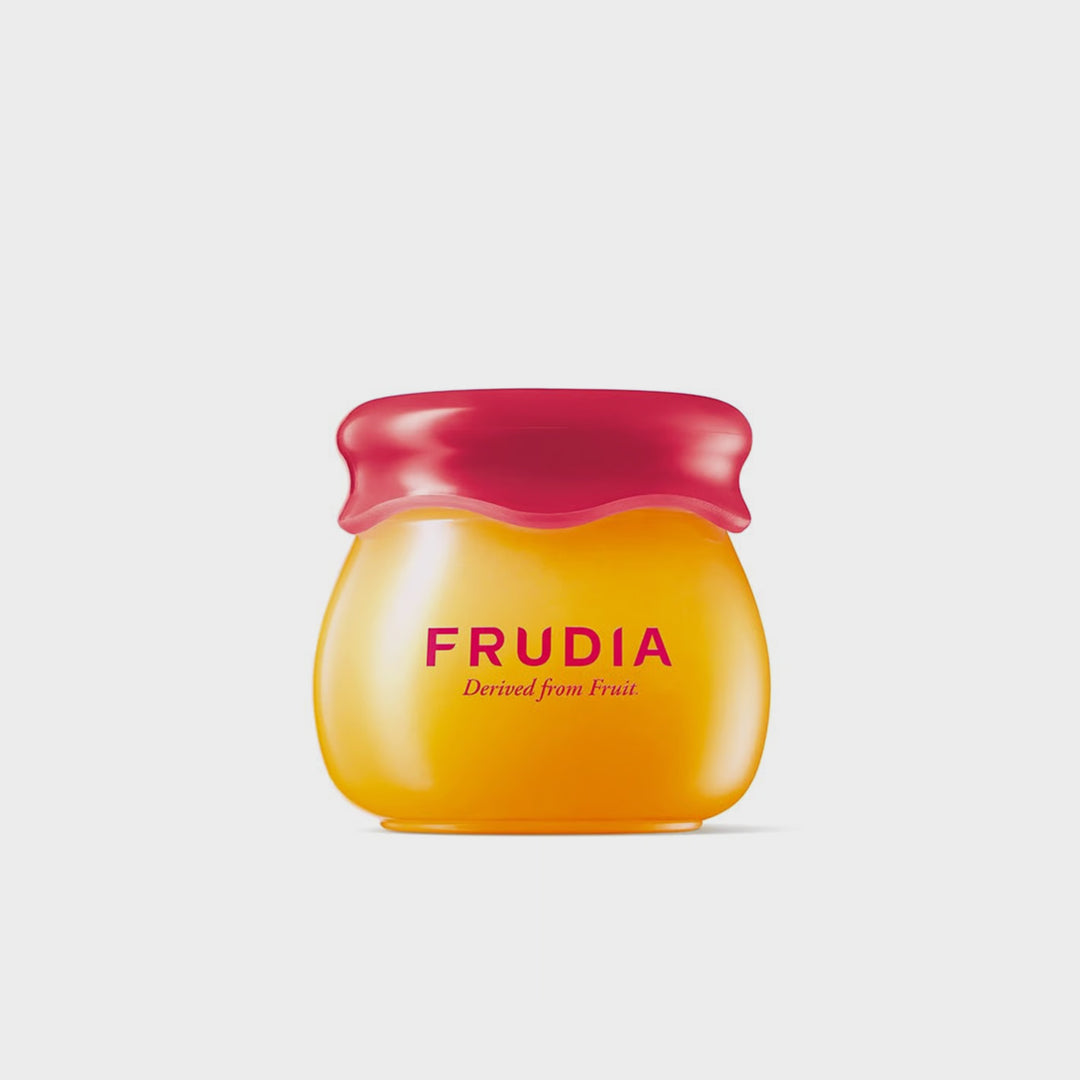 Frudia Pomegranate Honey 3in1 Lip Balm 10ml Korean nourishing lip treatment with pomegranate and honey, fruit seed oils for glossy plump tinted look