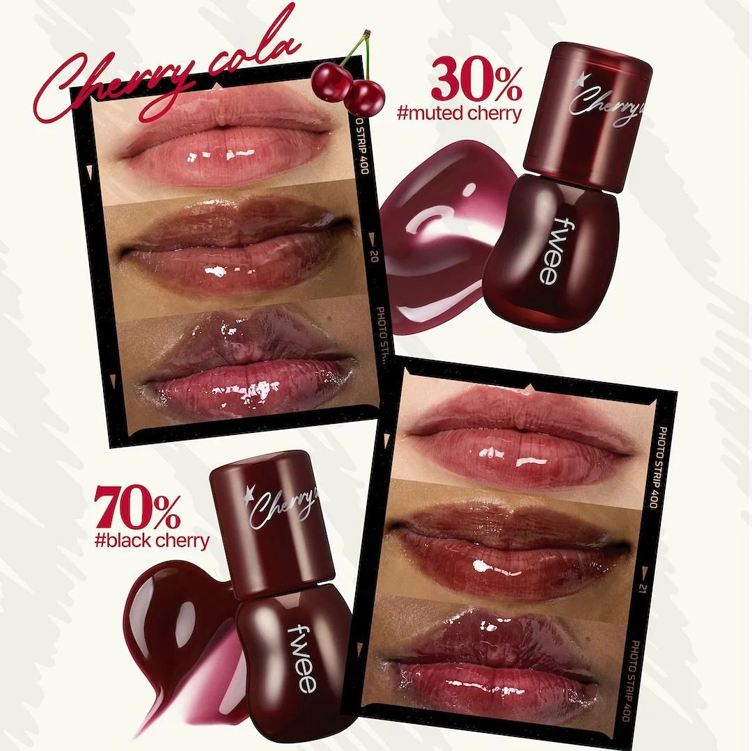 fwee 3D Voluming Gloss Cola Edition Cherry Cola swatches THEKSHOP Canada