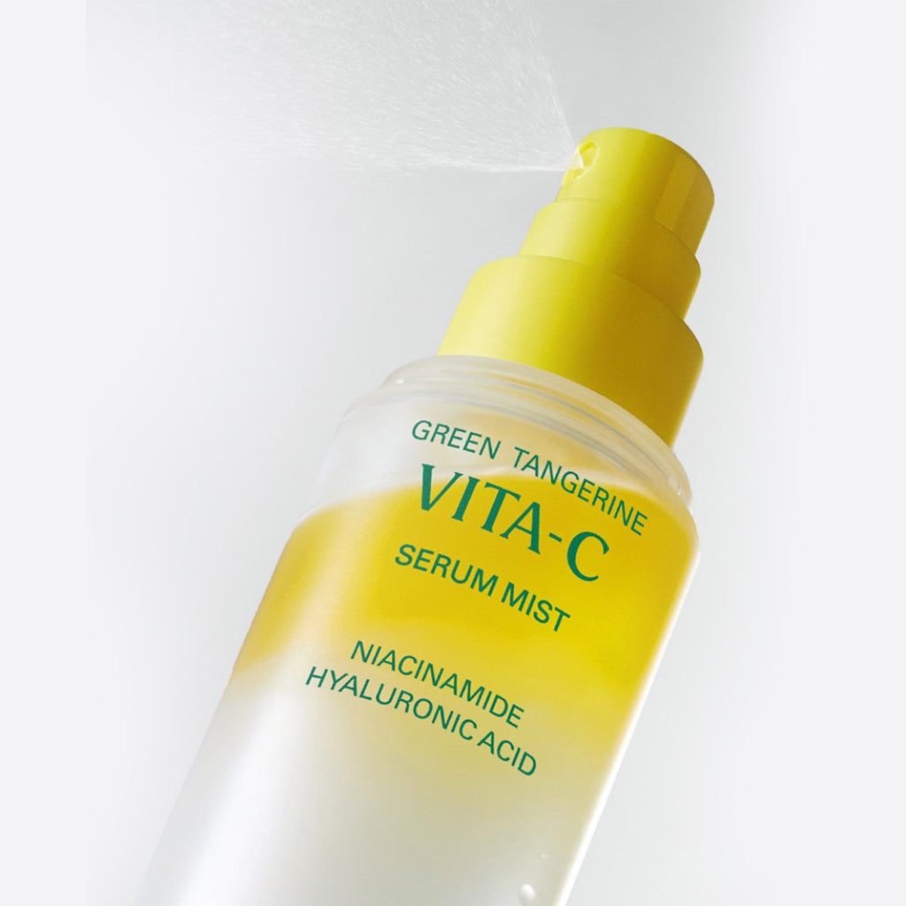 goodal Green Tangerine Vita C Serum Mist 110mL a Korean dual-layer vegan facial mist formulated to brighten the skin, reduce the appearance of dark spots and freckles, and deliver instant hydration