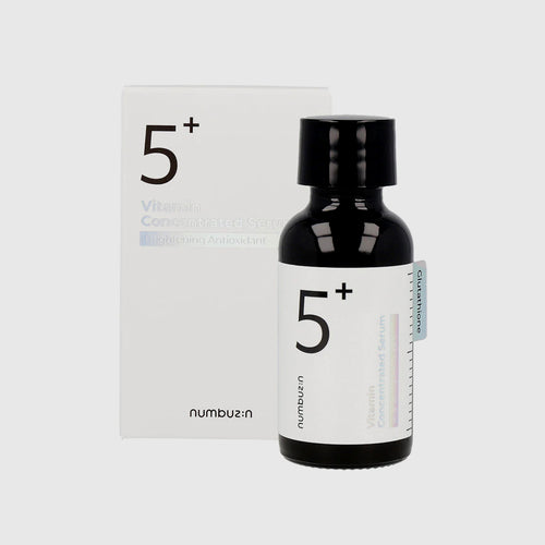 numbuzin No.5 Vitamin Concentrated Serum a brightening, antioxidant-rich serum designed to fade dark spots, acne scars, and uneven tone. It combines high-concentration glutathione, Vitamin C, niacinamide, and tranexamic acid to boost radiance, while panthenol provides hydration. It is suitable for all skin types, including sensitive and acne-prone skin, for a brighter, smoother complexion.