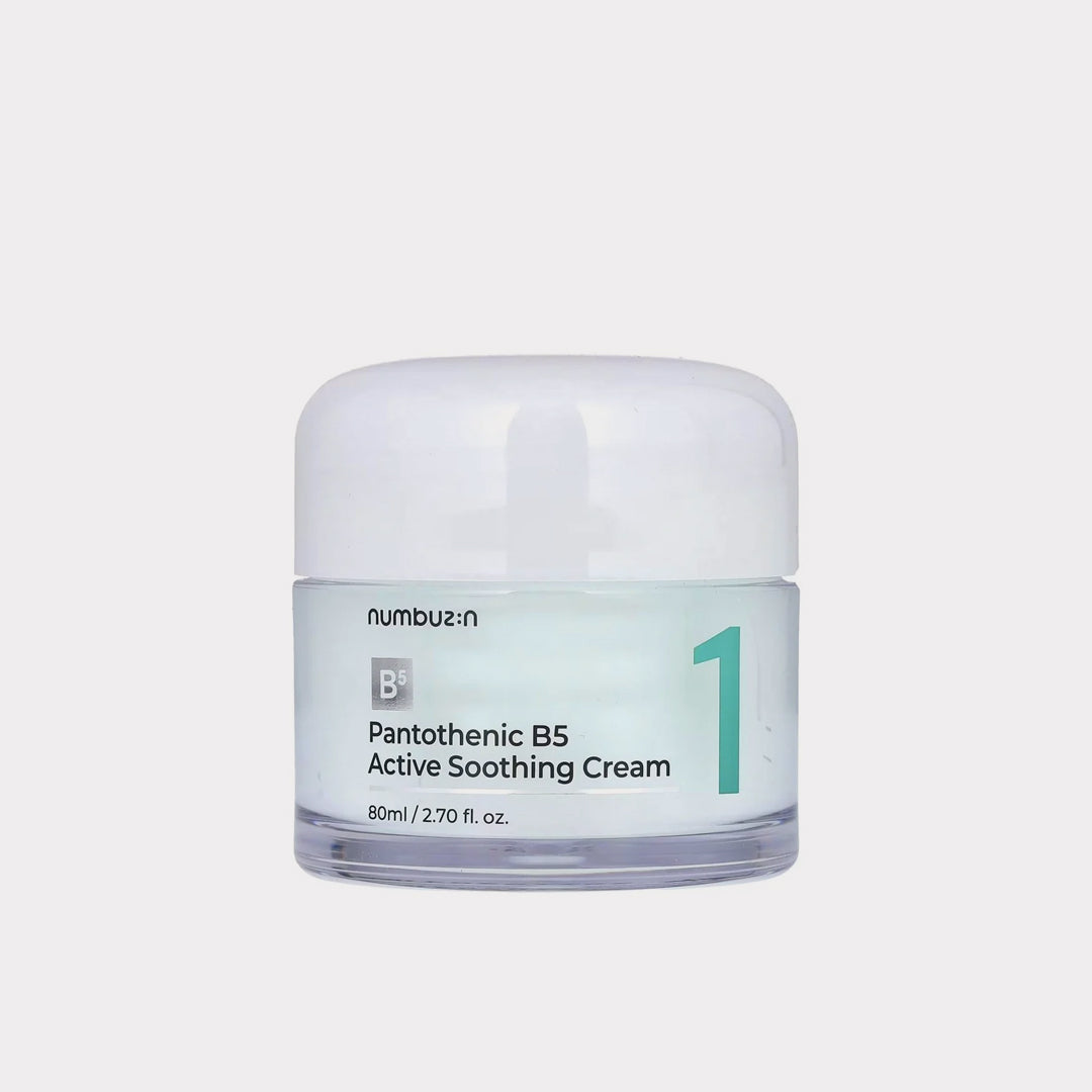 Numbuzin Pantothenic B5 Active Soothing Cream jar on a light gray background asian authentic genuine original korean skincare montreal toronto calgary canada thekshop thekshop.ca natural organic vegan cruelty-free cosmetics kbeauty vancouver free shipping clean beauty routine skin makeup kpop stayz stan fandom photocard stray kids treasure ateez atiny dix30 brossard ddo royal mount st-bruno new store