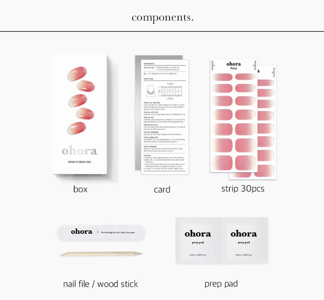 ohora Semi Cured Gel Nail Strips N Basic nails no.1 diy gel extension manicure design art asian authentic genuine original korean skincare montreal toronto calgary canada thekshop thekshop.ca natural organic vegan cruelty-free cosmetics kbeauty vancouver free shipping clean beauty routine skin makeup