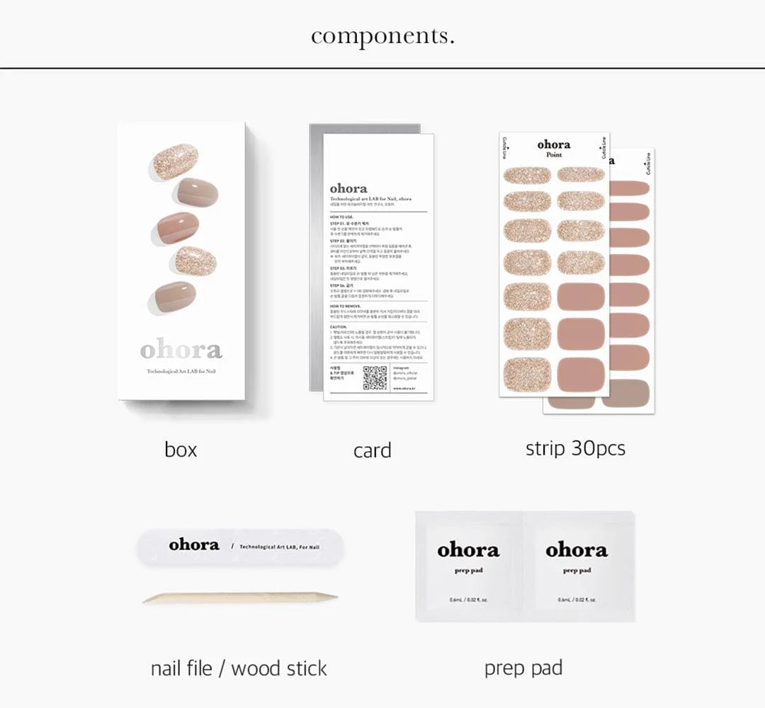 ohora Semi Cured Gel Nail Strips N Carmel diy gel extension manicure design art asian authentic genuine original korean skincare montreal toronto calgary canada thekshop thekshop.ca natural organic vegan cruelty-free cosmetics kbeauty vancouver free shipping clean beauty routine skin makeup