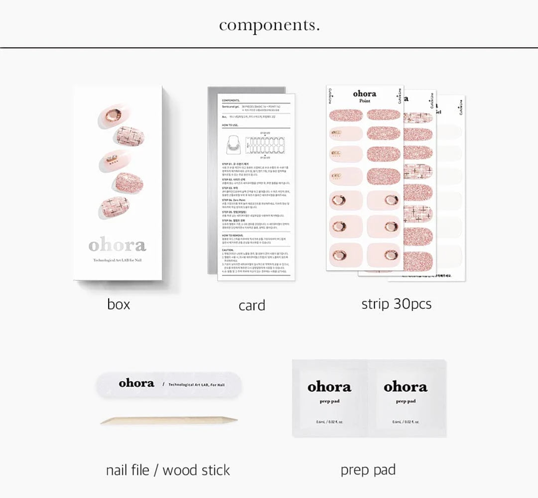 ohora Semi Cured Gel Nail Strips N Coco Tweed diy gel extension manicure design art asian authentic genuine original korean skincare montreal toronto calgary canada thekshop thekshop.ca natural organic vegan cruelty-free cosmetics kbeauty vancouver free shipping clean beauty routine skin makeup