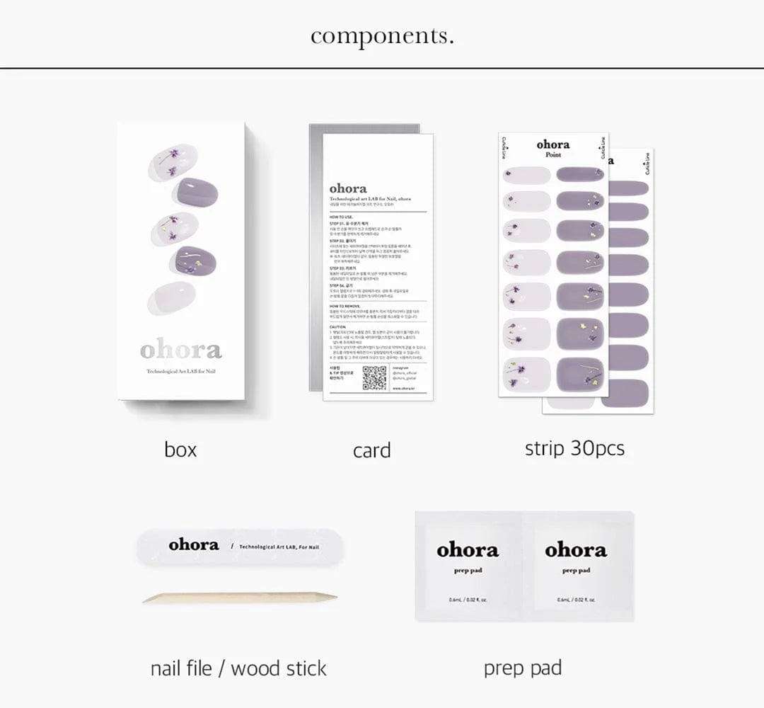 ohora Semi Cured Gel Nail Strips N Dancing Flower  diy gel extension manicure design art asian authentic genuine original korean skincare montreal toronto calgary canada thekshop thekshop.ca natural organic vegan cruelty-free cosmetics kbeauty vancouver free shipping clean beauty routine skin makeup