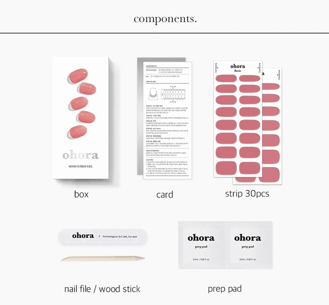 ohora Semi Cured Gel Nail Strips N Juliet diy gel extension manicure design art asian authentic genuine original korean skincare montreal toronto calgary canada thekshop thekshop.ca natural organic vegan cruelty-free cosmetics kbeauty vancouver free shipping clean beauty routine skin makeup
