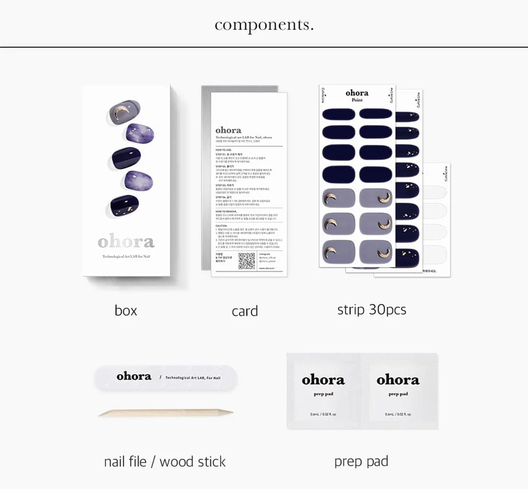 ohora Semi Cured Gel Nail Strips N Lunar Eclipse diy gel extension manicure design art asian authentic genuine original korean skincare montreal toronto calgary canada thekshop thekshop.ca natural organic vegan cruelty-free cosmetics kbeauty vancouver free shipping clean beauty routine skin makeup