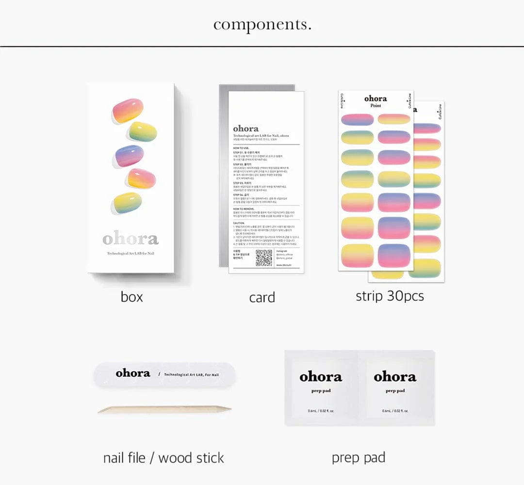 ohora Semi Cured Gel Nail Strips N Pastel diy gel extension manicure design art asian authentic genuine original korean skincare montreal toronto calgary canada thekshop thekshop.ca natural organic vegan cruelty-free cosmetics kbeauty vancouver free shipping clean beauty routine skin makeup