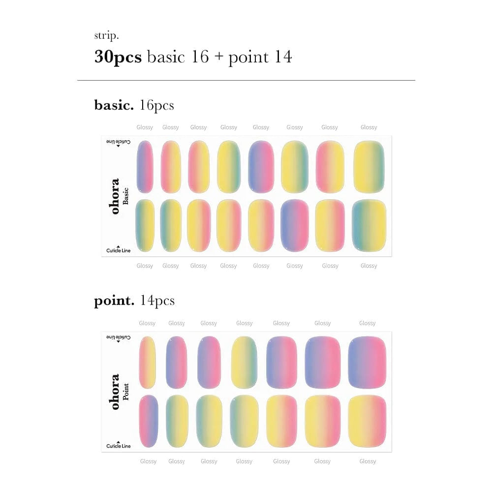 ohora Semi Cured Gel Nail Strips N Pastel diy gel extension manicure design art asian authentic genuine original korean skincare montreal toronto calgary canada thekshop thekshop.ca natural organic vegan cruelty-free cosmetics kbeauty vancouver free shipping clean beauty routine skin makeup