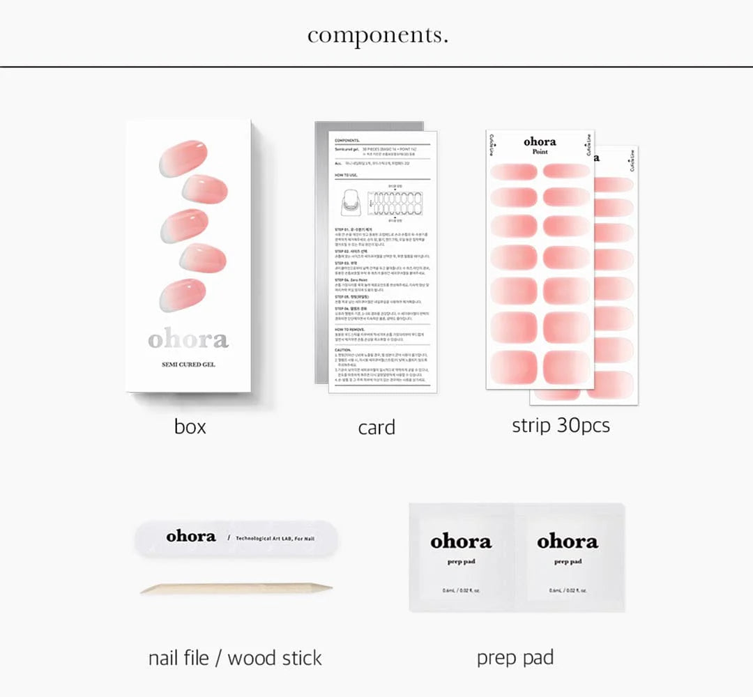 ohora Semi Cured Gel Nail Strips N Peach Latte diy gel extension manicure design art asian authentic genuine original korean skincare montreal toronto calgary canada thekshop thekshop.ca natural organic vegan cruelty-free cosmetics kbeauty vancouver free shipping clean beauty routine skin makeup