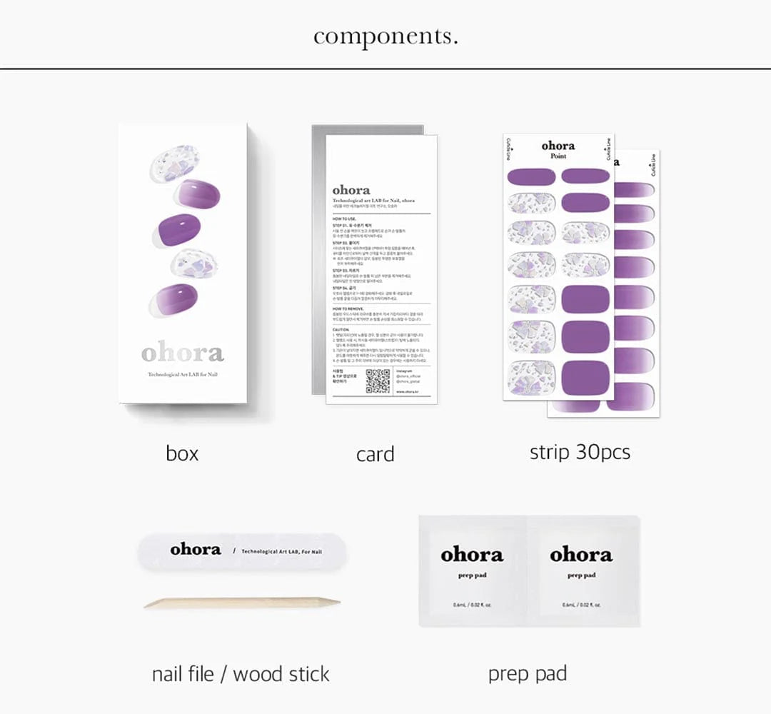 ohora Semi Cured Gel Nail Strips N Peri  diy gel extension manicure design art asian authentic genuine original korean skincare montreal toronto calgary canada thekshop thekshop.ca natural organic vegan cruelty-free cosmetics kbeauty vancouver free shipping clean beauty routine skin makeup