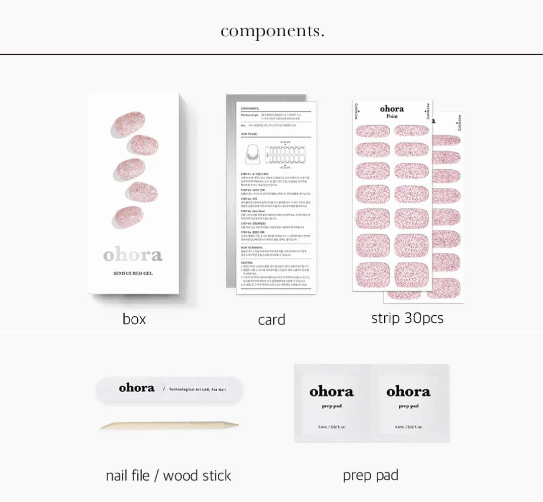ohora Semi Cured Gel Nail Strips N Pixie Dust diy gel extension manicure design art asian authentic genuine original korean skincare montreal toronto calgary canada thekshop thekshop.ca natural organic vegan cruelty-free cosmetics kbeauty vancouver free shipping clean beauty routine skin makeup