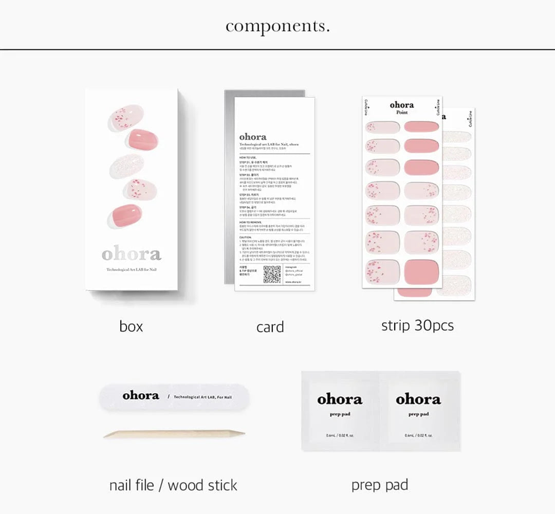 ohora Semi Cured Gel Nail Strips N Rose Diamond diy gel extension manicure design art asian authentic genuine original korean skincare montreal toronto calgary canada thekshop thekshop.ca natural organic vegan cruelty-free cosmetics kbeauty vancouver free shipping clean beauty routine skin makeup