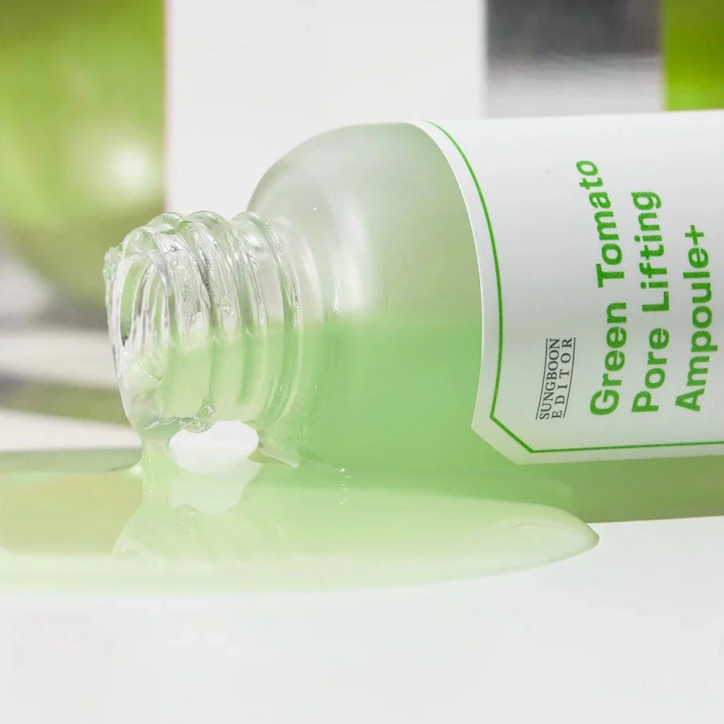sungboon editor green tomato pore lifting ampoule 30 mL close up texture Korean serum for pores