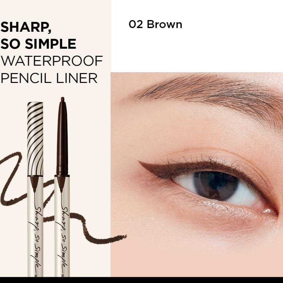 CLIO Sharp So Simple Waterproof Pencil Liner asian authentic genuine original korean skincare montreal toronto calgary canada thekshop thekshop.ca natural organic vegan cruelty-free cosmetics kbeauty vancouver free shipping  02 brown swatches