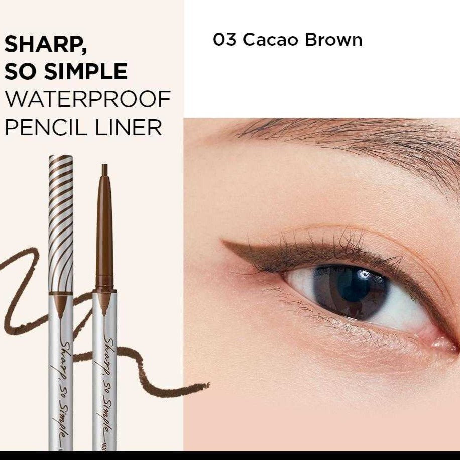 CLIO Sharp So Simple Waterproof Pencil Liner asian authentic genuine original korean skincare montreal toronto calgary canada thekshop thekshop.ca natural organic vegan cruelty-free cosmetics kbeauty vancouver free shipping  03 cacao brown swatches