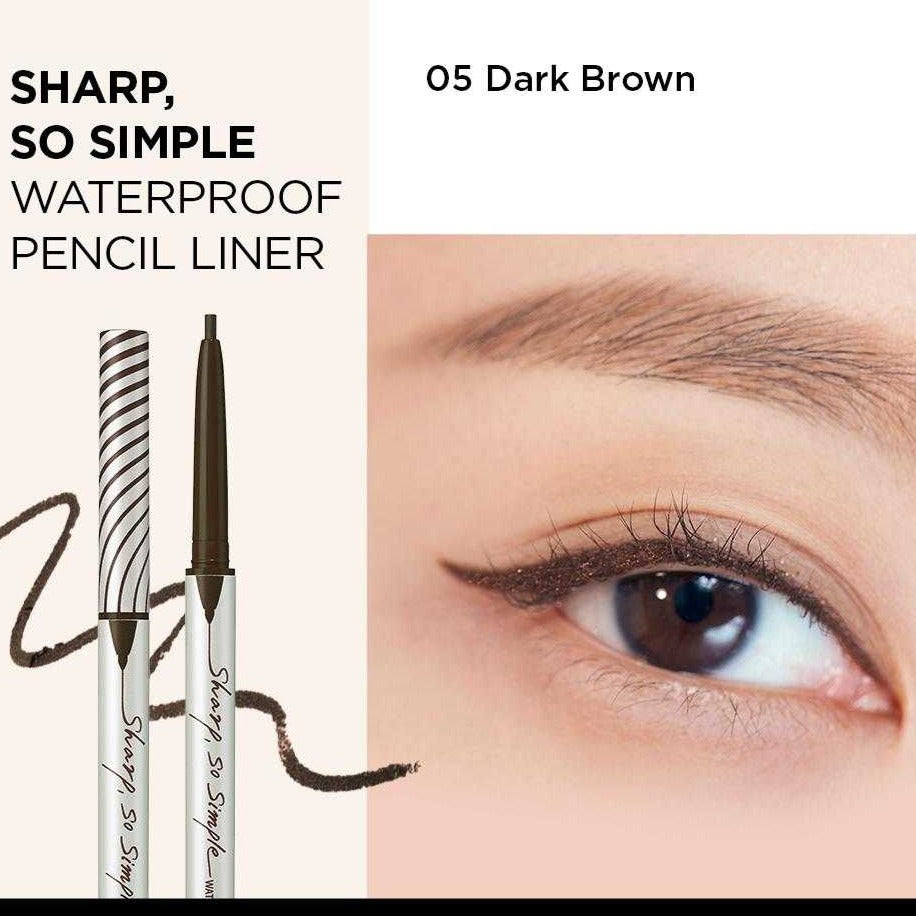 CLIO Sharp So Simple Waterproof Pencil Liner asian authentic genuine original korean skincare montreal toronto calgary canada thekshop thekshop.ca natural organic vegan cruelty-free cosmetics kbeauty vancouver free shipping  05 dark brown swatches