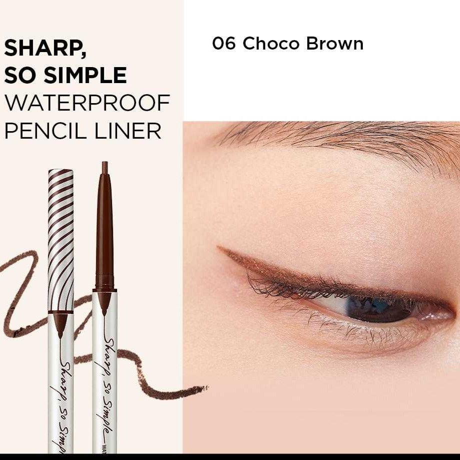 CLIO Sharp So Simple Waterproof Pencil Liner asian authentic genuine original korean skincare montreal toronto calgary canada thekshop thekshop.ca natural organic vegan cruelty-free cosmetics kbeauty vancouver free shipping  06 choco brown swatches