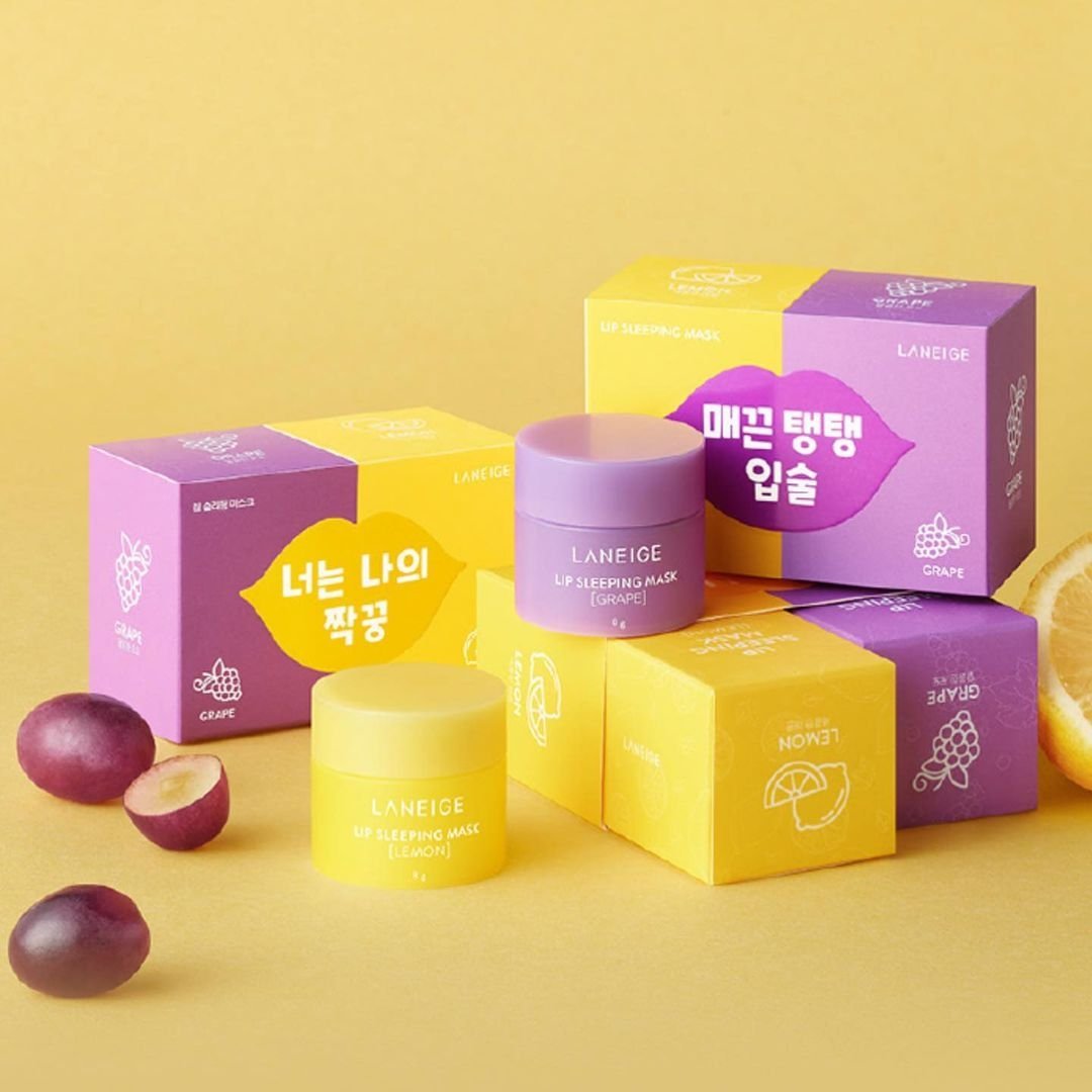 LANEIGE Lip Sleeping Mask Special Edition Set (Grape + Lemon) asian authentic genuine original korean skincare montreal toronto calgary canada thekshop thekshop.ca natural organic vegan cruelty-free cosmetics kbeauty vancouver free shipping 