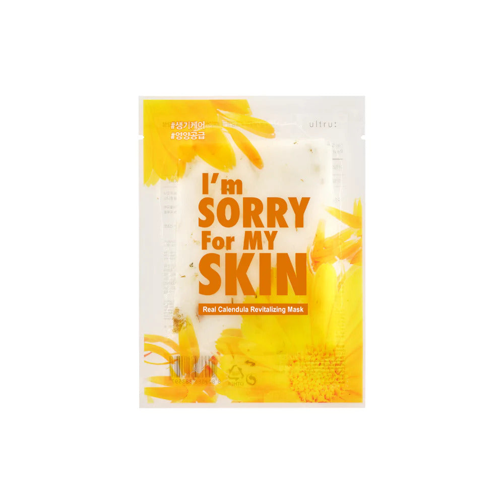 Ultru I'm Sorry For My Skin Real Calendula Revitalizing Mask asian authentic genuine original korean skincare montreal toronto calgary canada thekshop thekshop.ca natural organic vegan cruelty-free cosmetics kbeauty vancouver free shipping 