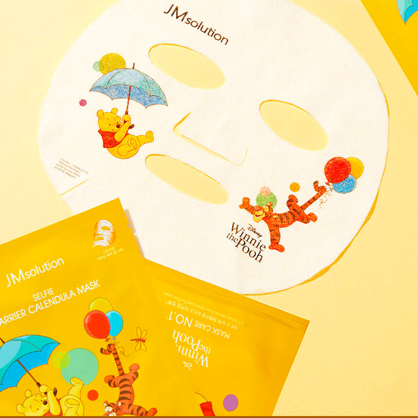 JM Solution x Disney Selfie Barrier Calendula Mask Winnie the Pooh asian authentic genuine original korean skincare montreal toronto calgary canada thekshop thekshop.ca natural organic vegan cruelty-free cosmetics kbeauty vancouver free shipping 