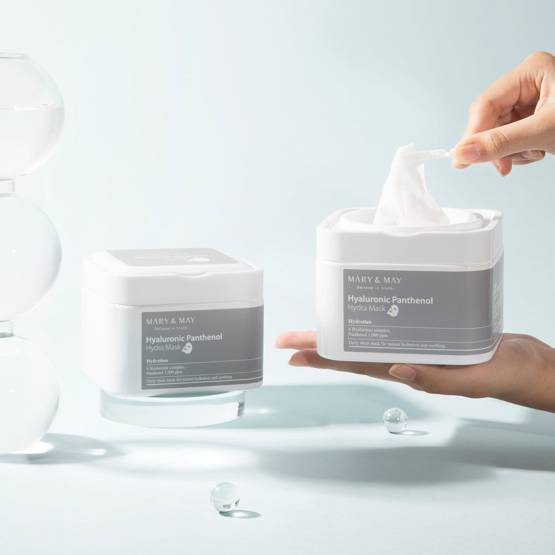 MARY&MAY Hyaluronic Panthenol Hydra Mask (a box of 30 pcs) asian authentic genuine original korean skincare montreal toronto calgary canada thekshop thekshop.ca natural organic vegan cruelty-free cosmetics kbeauty vancouver free shipping 