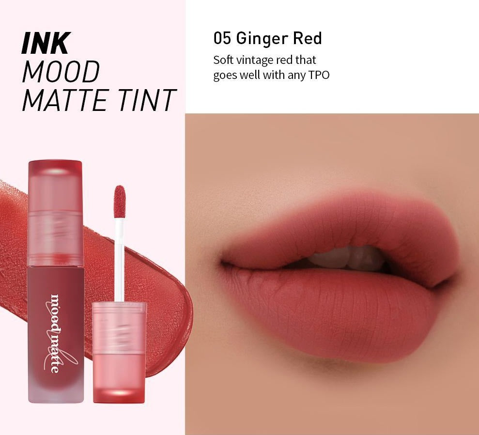 asian authentic genuine original korean skincare montreal toronto canada thekshop thekshop.ca natural organic vegan cruelty-free cosmetics kbeauty vancouver free shipping  Peripera Ink Mood Matte Tint ginger red swatches