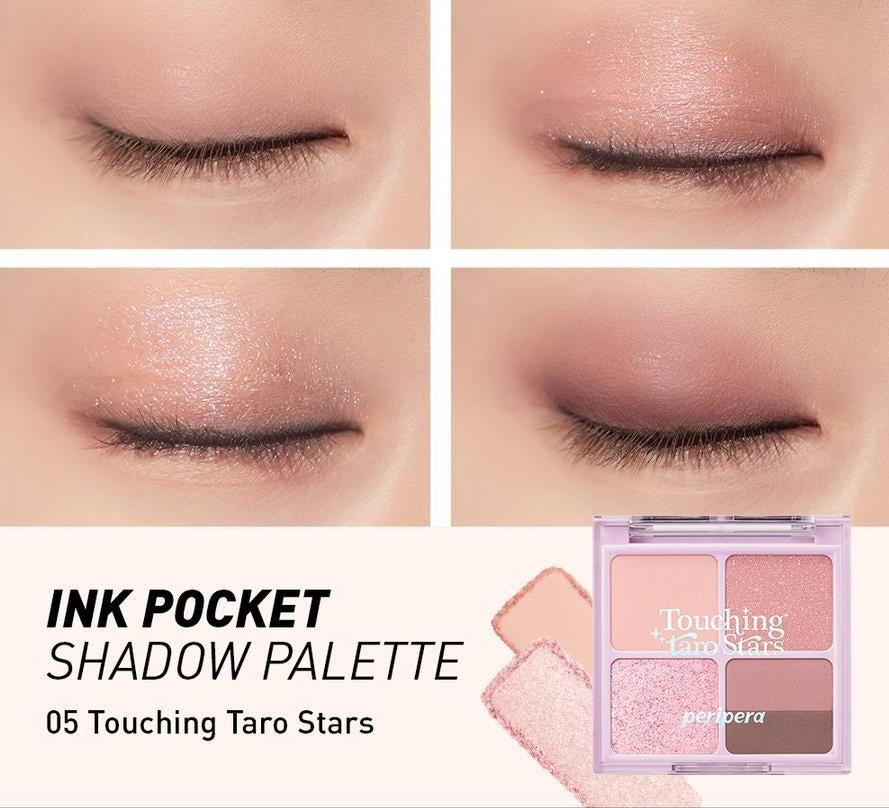 Peripera Ink Pocket Shadow Palette #Touching Taro Stars asian authentic genuine original korean skincare montreal toronto canada thekshop thekshop.ca natural organic vegan cruelty-free cosmetics kbeauty vancouver free shipping  makeup eyes
