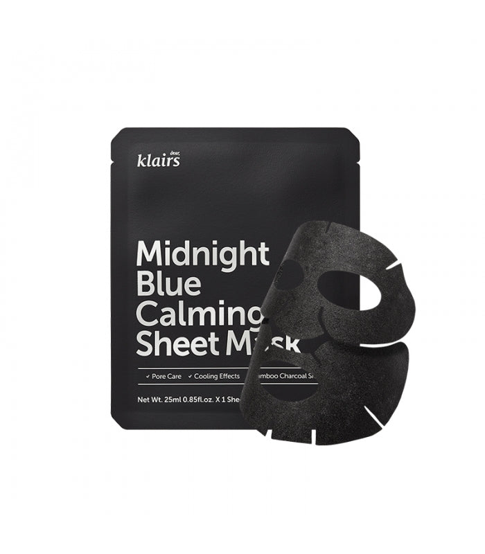 Klairs Midnight Blue Calming Sheet Mask asian authentic genuine original korean skincare montreal toronto canada thekshop thekshop.ca natural organic vegan cruelty-free cosmetics