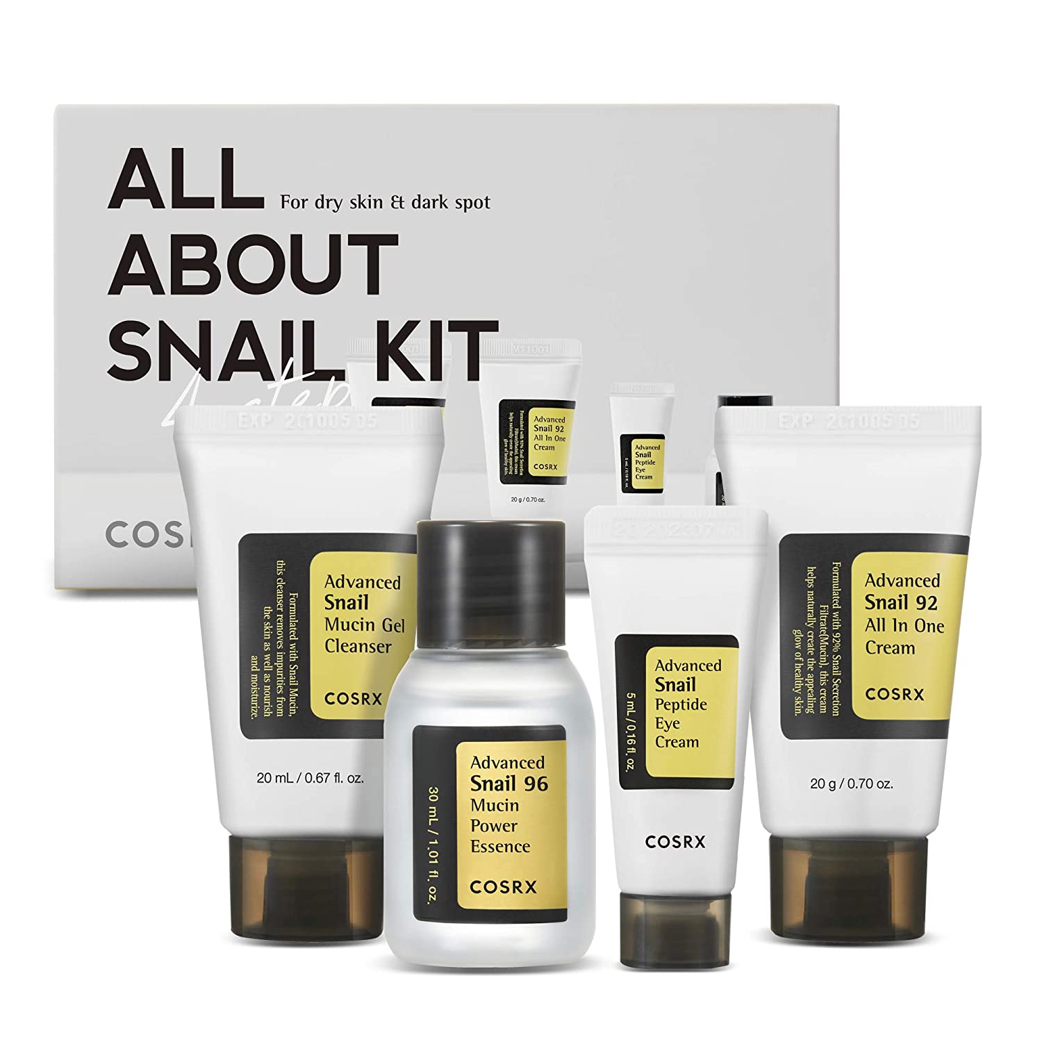 COSRX All about snail kit 4-step for dry skin & dark spot asian authentic genuine original korean skincare montreal toronto calgary canada thekshop thekshop.ca natural organic vegan cruelty-free cosmetics kbeauty vancouver free shipping 