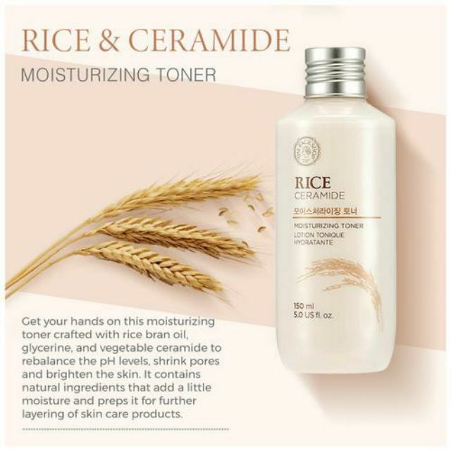 THE FACE SHOP Rice & Ceramide Moisturizing Toner asian authentic genuine original korean skincare montreal toronto calgary canada thekshop thekshop.ca natural organic vegan cruelty-free cosmetics kbeauty vancouver free shipping clean beauty routine skin makeup