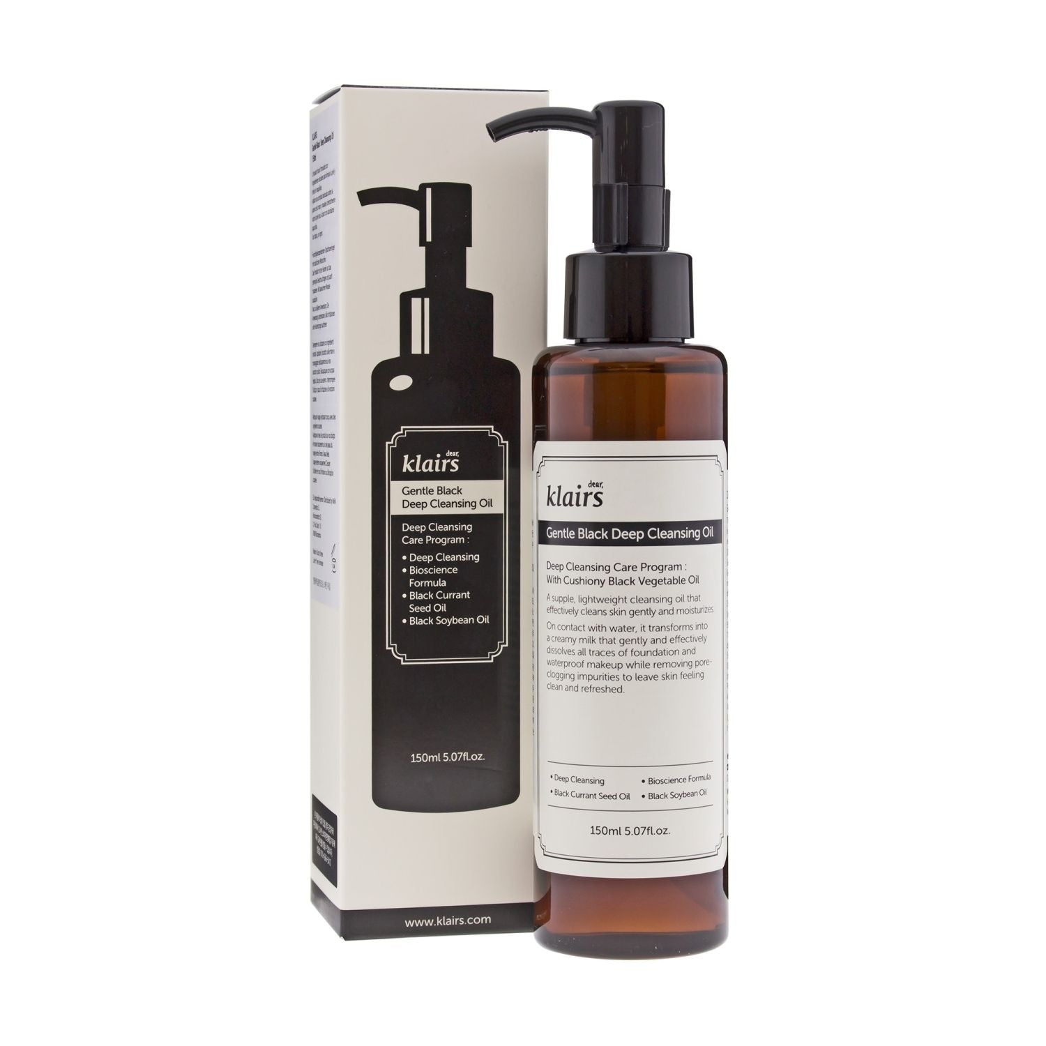 KLAIRS Gentle Black Deep Cleansing Oil asian authentic genuine original korean skincare montreal toronto canada thekshop thekshop.ca natural organic vegan cruelty-free cosmetics
