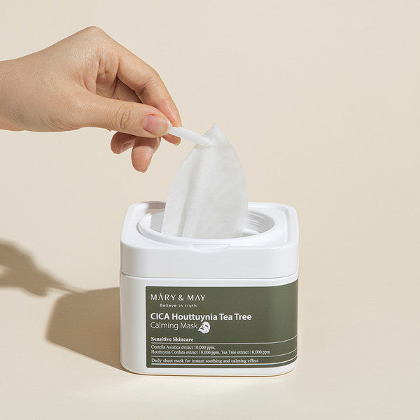 Mary&May CICA Houttuynia Tea Tree Calming Mask (a box of 30 masks) asian authentic genuine original korean skincare montreal toronto calgary canada thekshop thekshop.ca natural organic vegan cruelty-free cosmetics kbeauty vancouver free shipping 