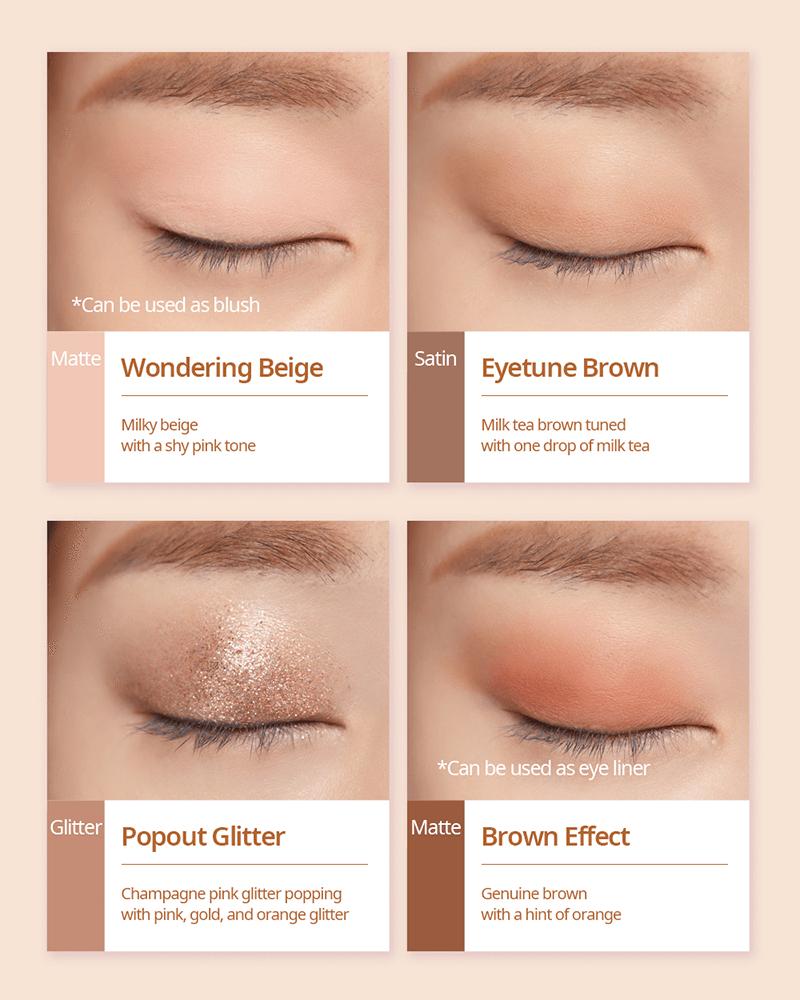 Peripera Ink Pocket Shadow Palette #Brown Filter 360 asian authentic genuine original korean skincare montreal toronto canada thekshop thekshop.ca natural organic vegan cruelty-free cosmetics kbeauty vancouver free shipping