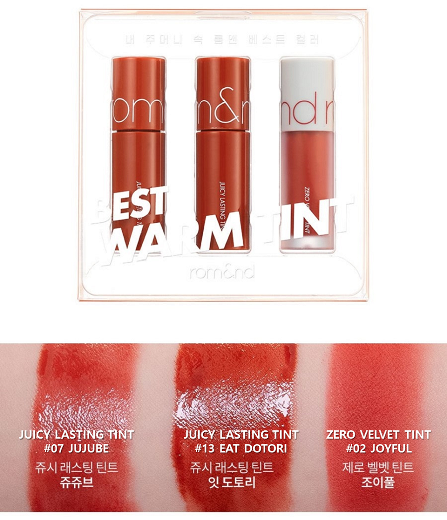 rom&nd BEST WARM TINT asian authentic genuine original korean skincare montreal toronto canada thekshop thekshop.ca natural organic vegan cruelty-free cosmetics kbeauty vancouver free shipping makeup lip tint romand kbeauty 