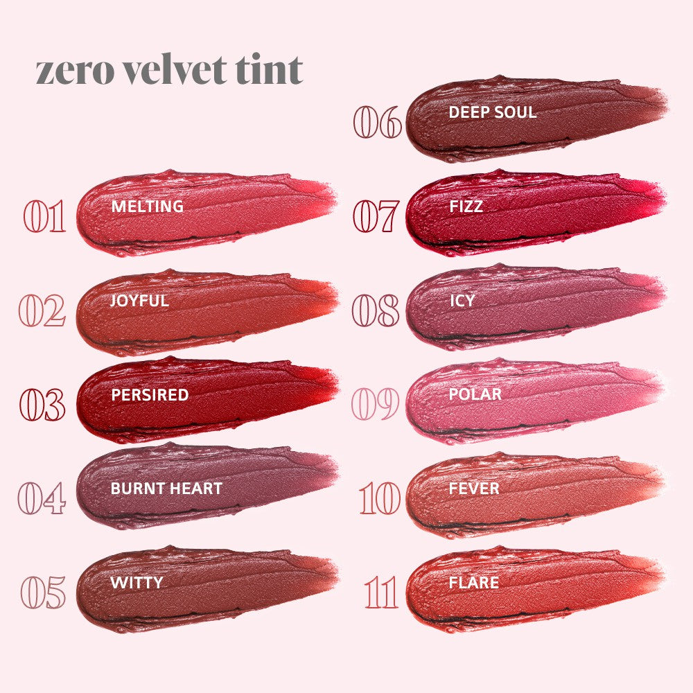 rom&nd Zero Velvet Tint asian authentic genuine original korean skincare montreal toronto canada thekshop thekshop.ca natural organic vegan cruelty-free cosmetics kbeauty vancouver free shipping swatches