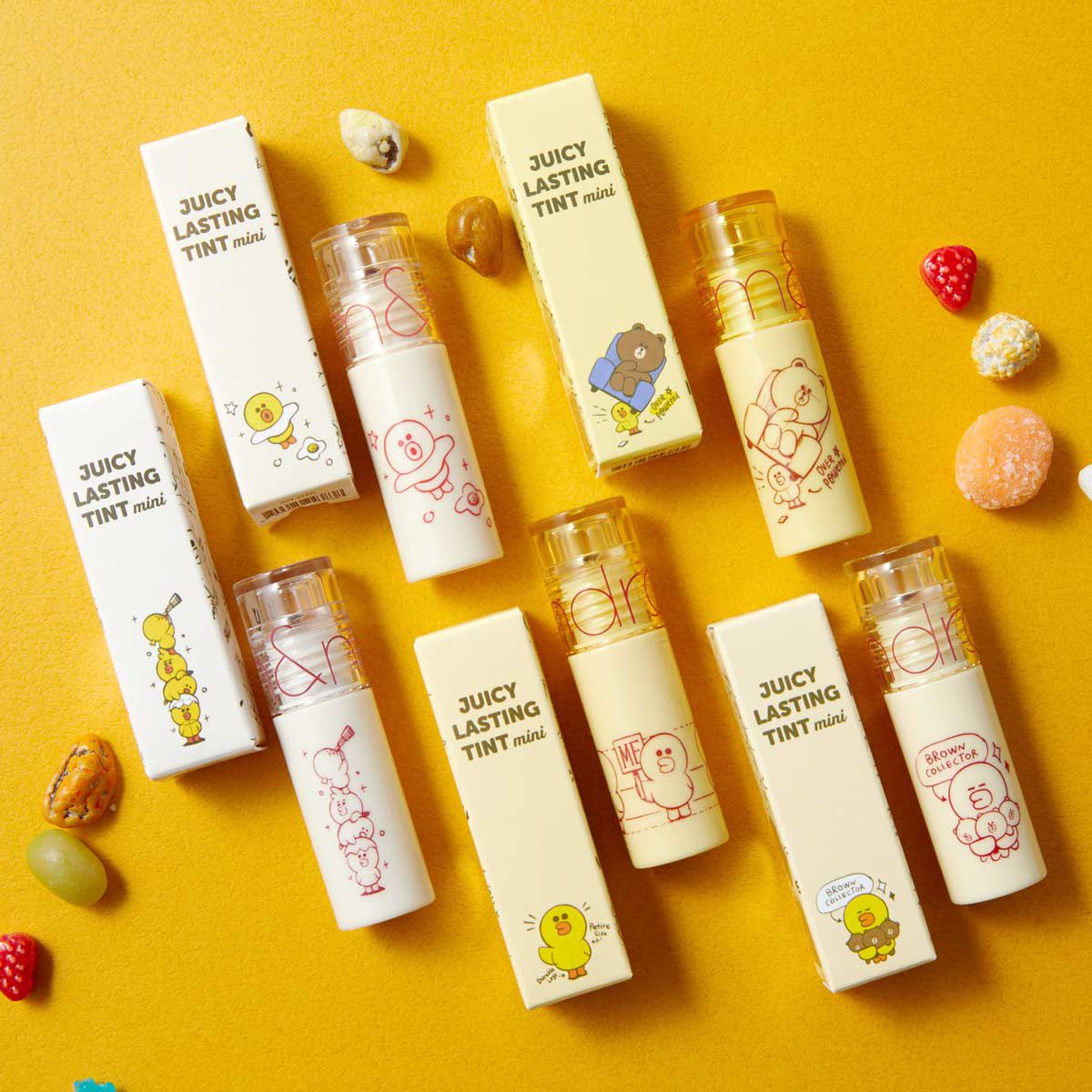 Rom&nd Line Friends Juicy Lasting Tint Mini line friends bt21 bts asian authentic genuine original korean skincare montreal toronto canada thekshop thekshop.ca natural organic vegan cruelty-free cosmetics kbeauty vancouver free shipping 